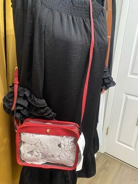 Kate Landry Red Clear-Window Crossbody Bag